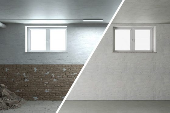 Sanierung und Renovierung von Mauerwerk in einem alten Keller